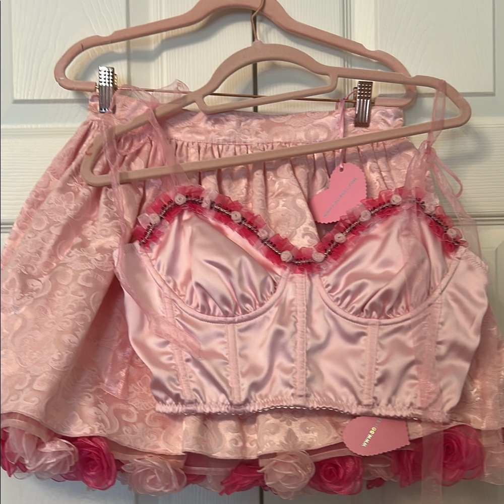 Chic Pink Satin Bustier Top